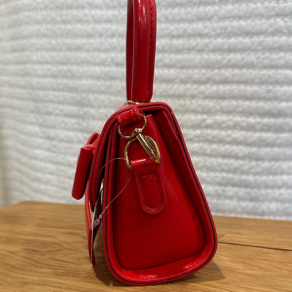 Red Bow Crossbody Mini Faux Leather Handbag NWT - Picture 4 of 10
